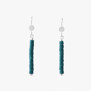 abaa O, teal, recycled sterling silver drop earrings