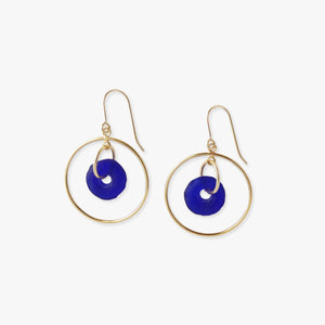 ntontan no.1, gold double loop drop earrings