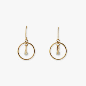 ntontan, ese ivory, gold double loop drop earrings